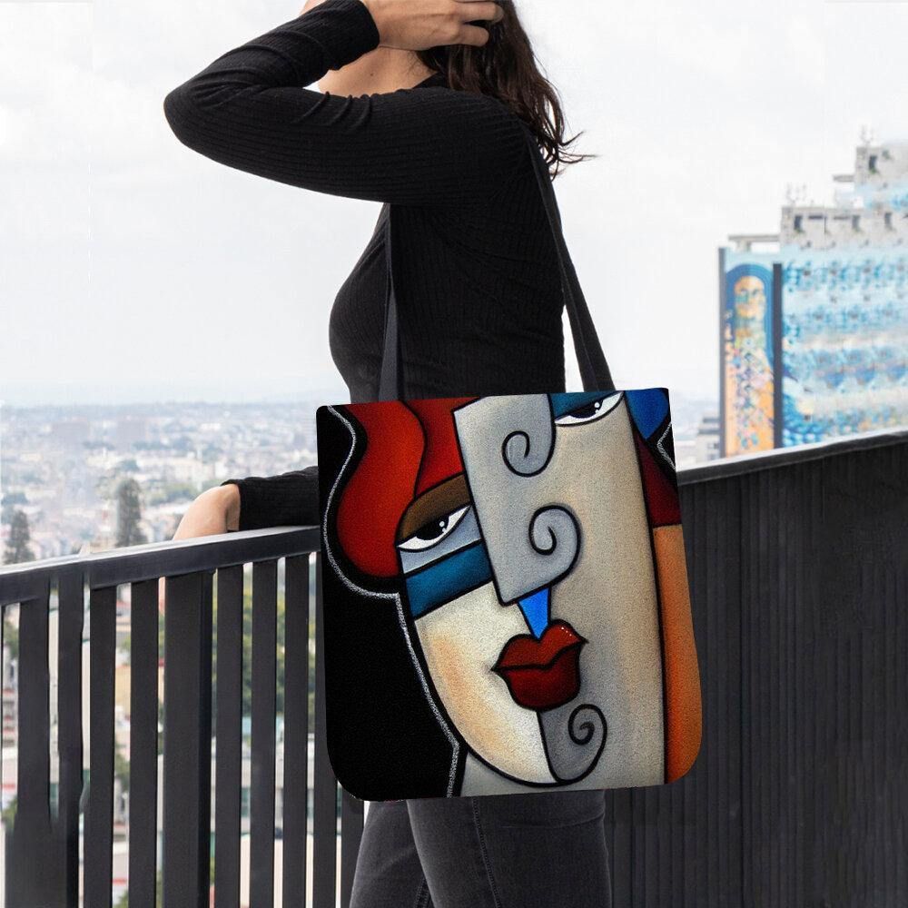 Vrouwen Voelde Picasso Stijl Multicolor Cartoon Figuur Print Handtas Schoudertas Tote