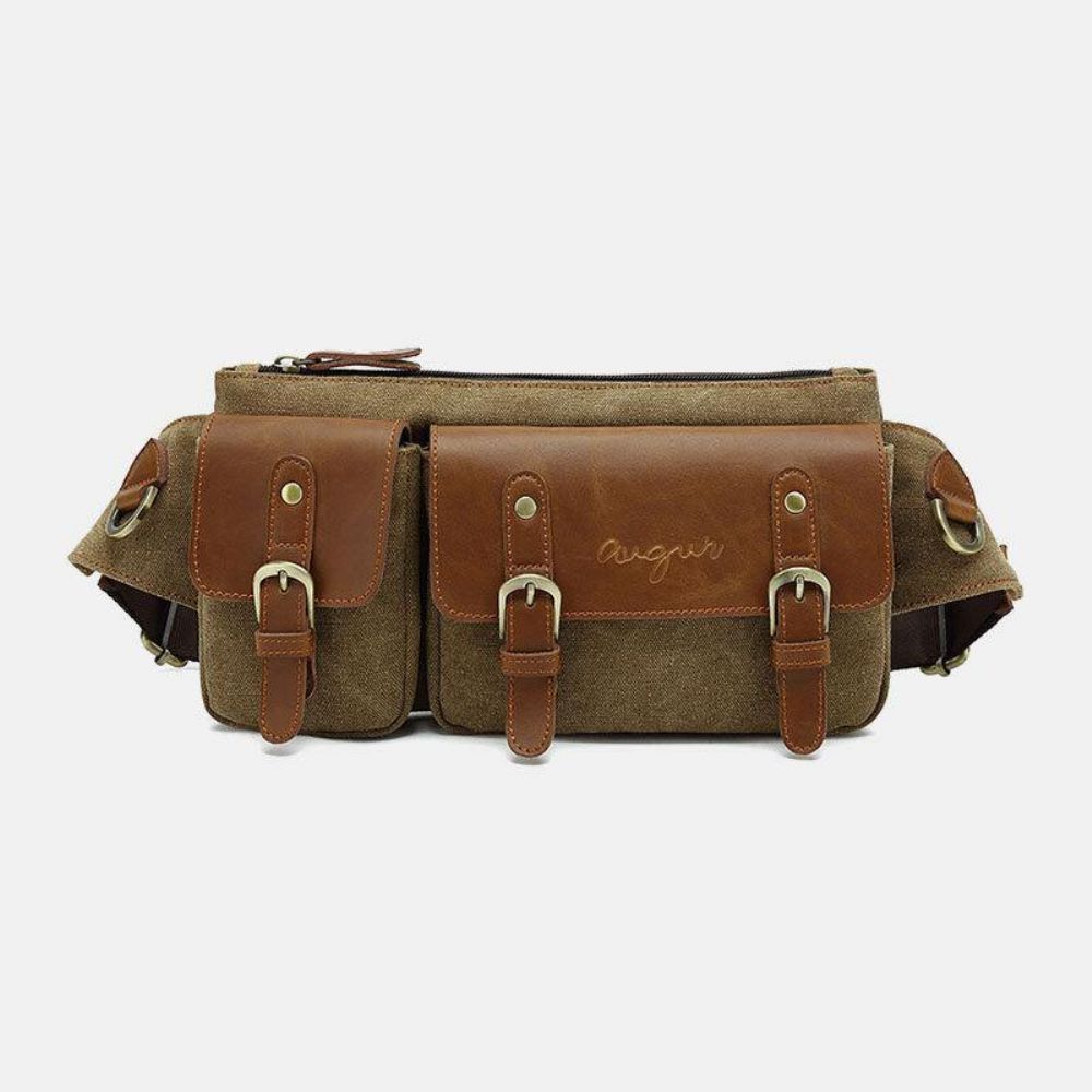 Heren Canvas Heuptas Multifunctionele Hasp Pocket Outdoor Casual Borsttas Schoudertas