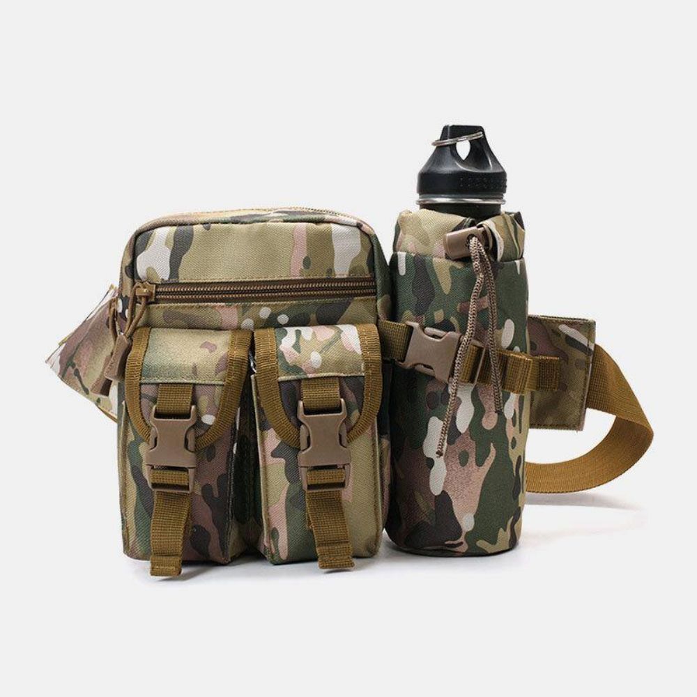 Heren Nylon Camouflage Multifunctionele Outdoor Waterfles Heuptas Tactische Tas