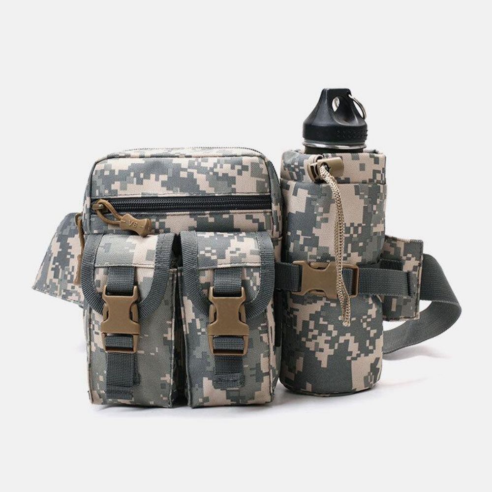 Heren Nylon Camouflage Multifunctionele Outdoor Waterfles Heuptas Tactische Tas