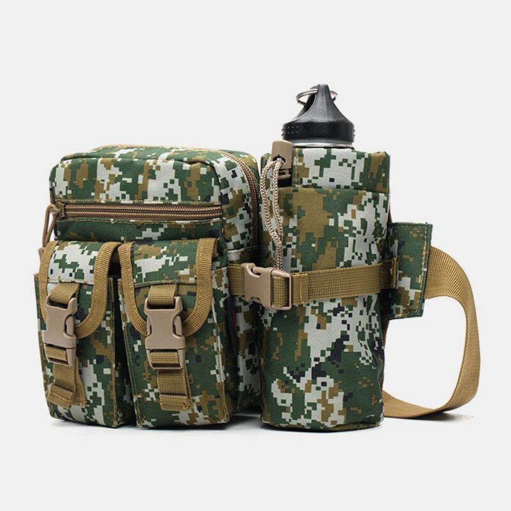 Heren Nylon Camouflage Multifunctionele Outdoor Waterfles Heuptas Tactische Tas