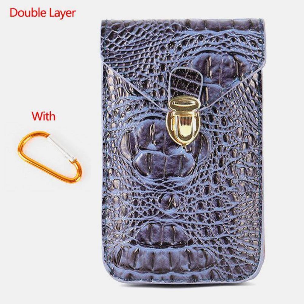 Heren Pu Lederen Krokodilpatroon Multifunctioneel Casual Dubbellaags 6.5 Inch Telefoontas Heuptas Met Haak