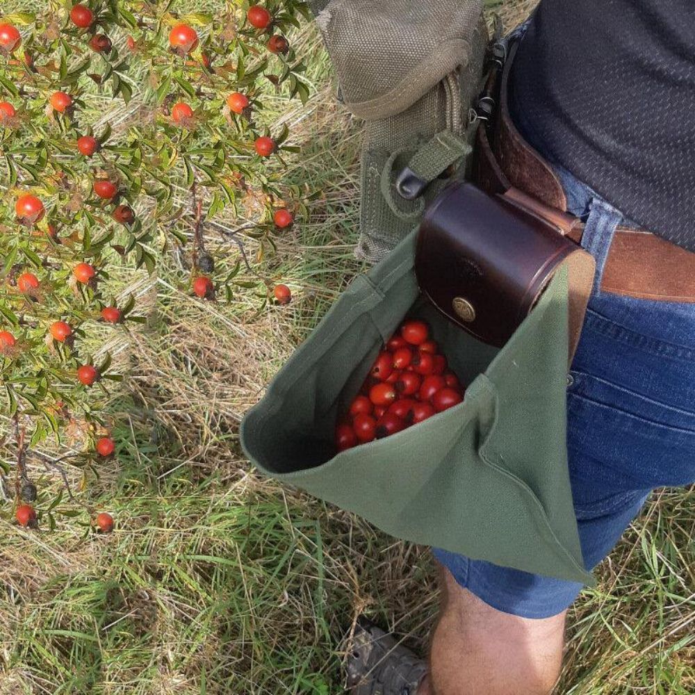 Mannen Canvas Lederen Edc Opvouwbare Foerageren Tas Heuptas Portemonnee Fruit Plukken Tas Opbergtas