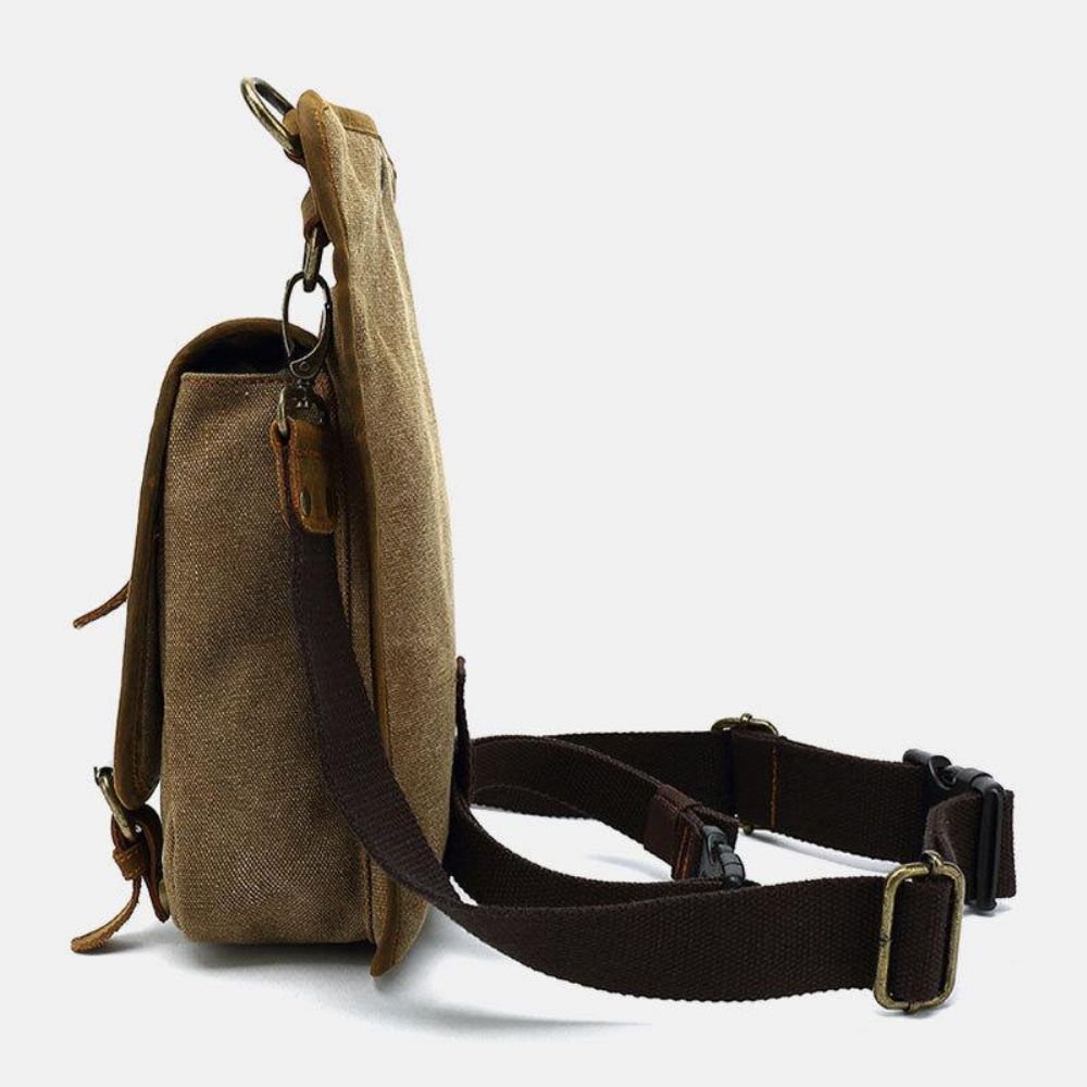 Mannen Echt Leer Canvas Fietsen Buitensport Beenzak Heuptas Crossbody Tas