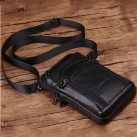 Mannen Lederen Koeienhuid 6-7 Inch Telefoon Tas Multi-Carry Crossbody Tas Heuptas Met Riemlus