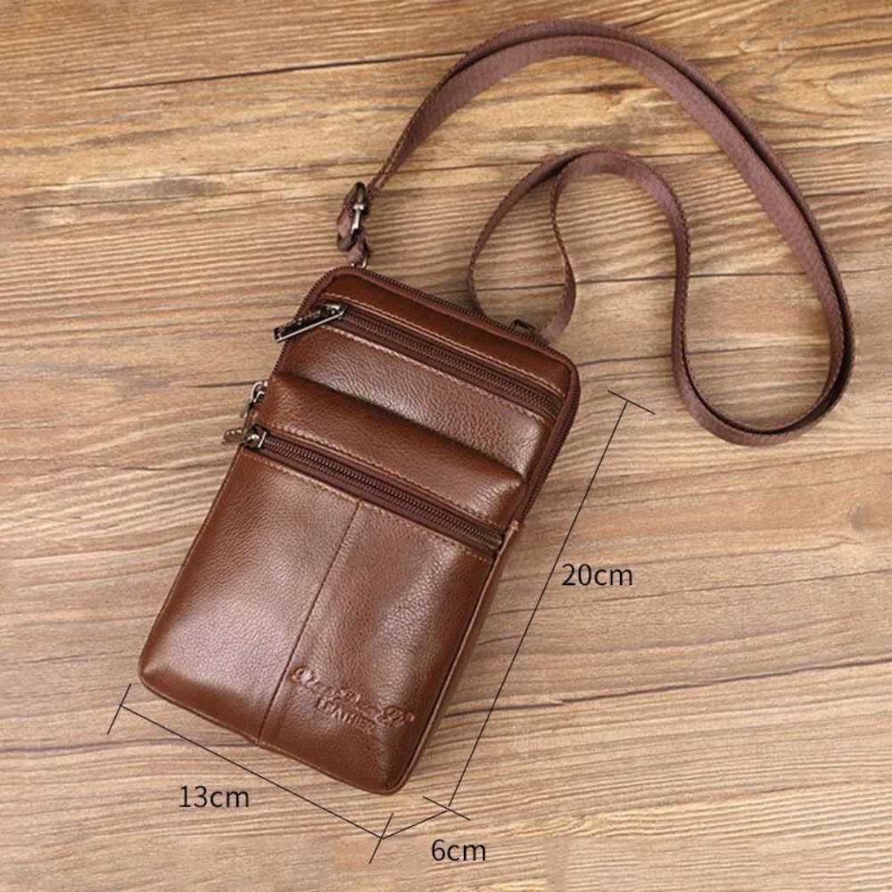 Mannen Lederen Mini Multifunctionele Messenger 7 Inch Telefoon Tas Heuptas Crossbody Tas