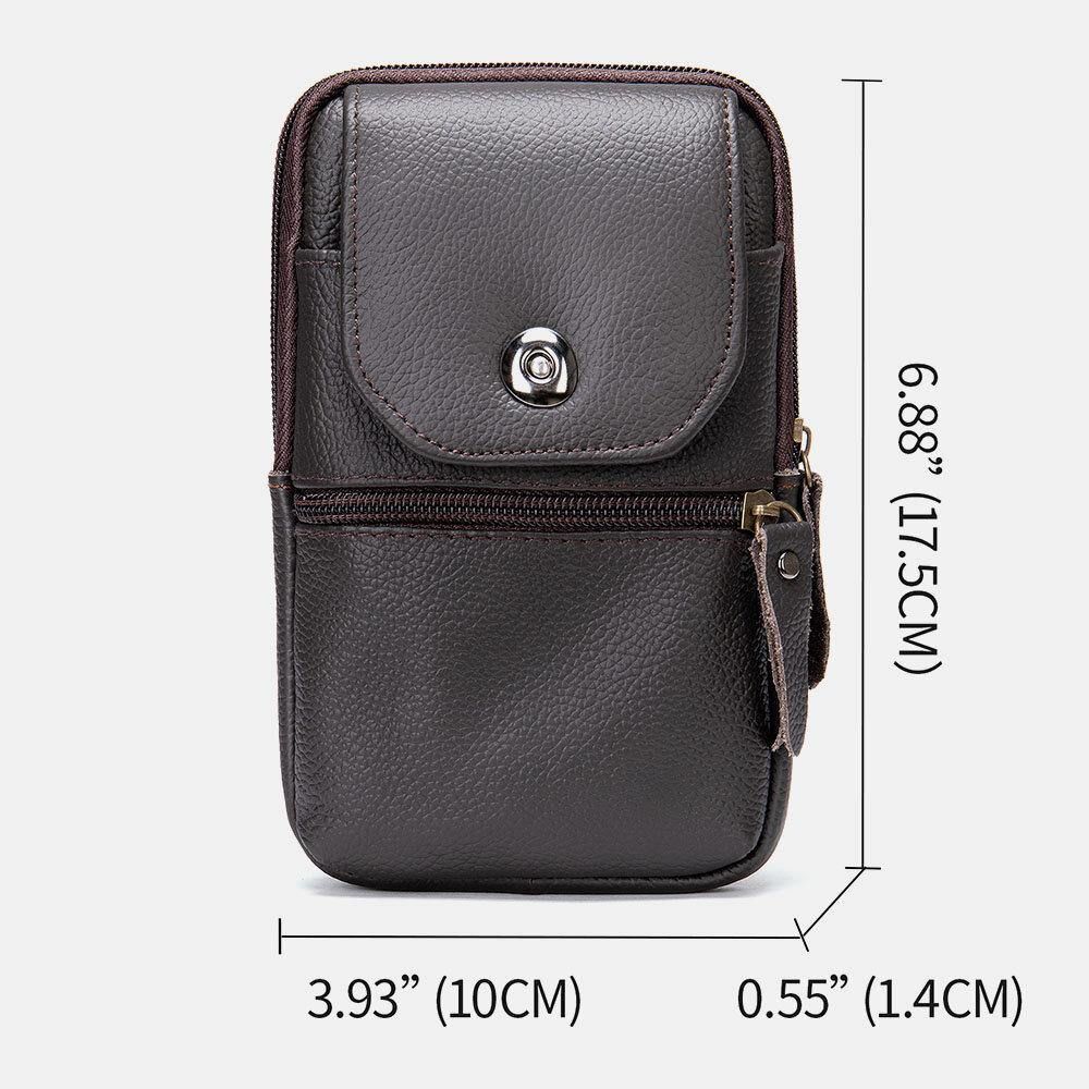 Mannen Lederen Multifunctionele Vintage 6.3 Inch Telefoon Tas Kaart Case Koeienhuid Heuptas