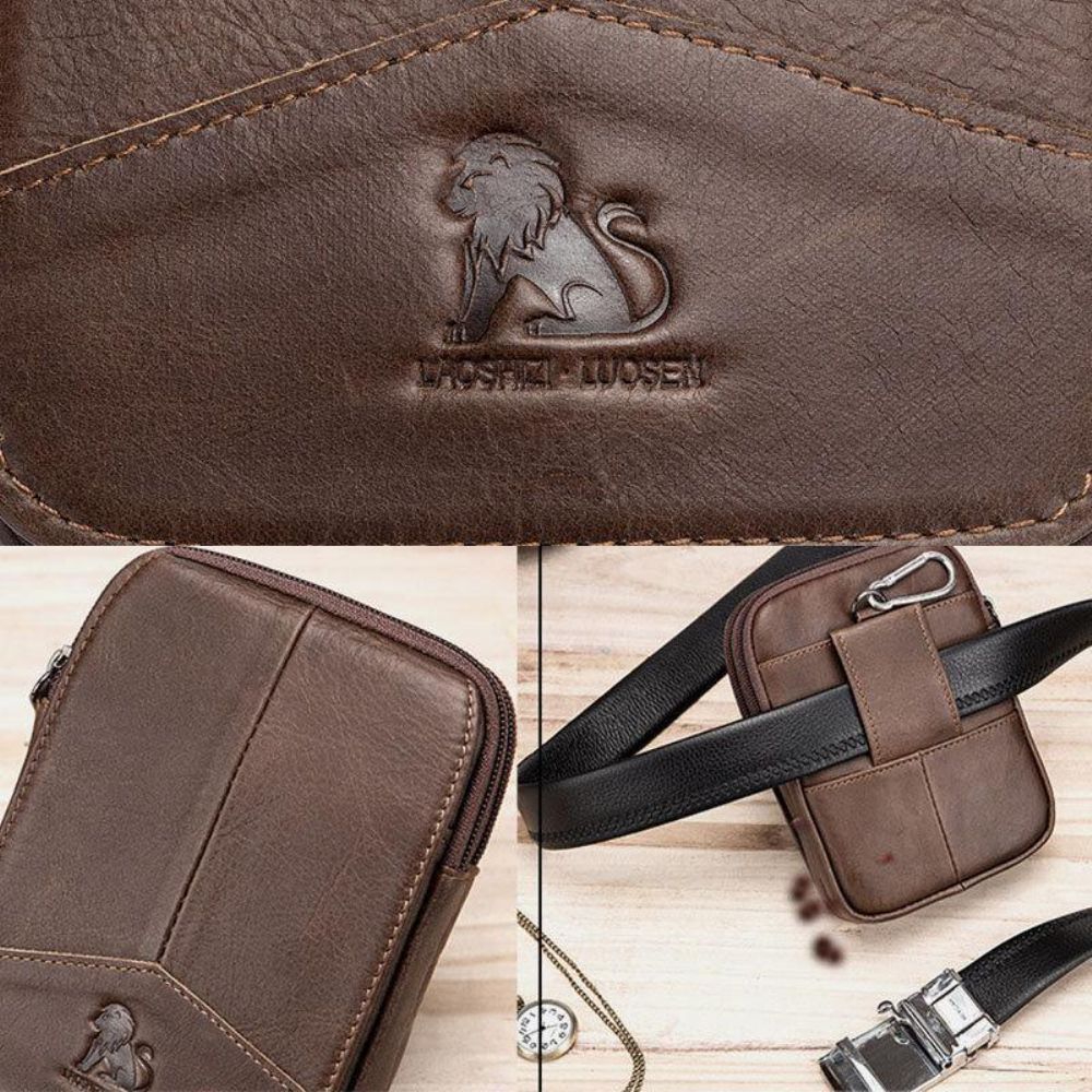 Mannen Lederen Retro Outdoor 6.5 Inch Telefoon Tas Riem Hand Gratis Heuptas