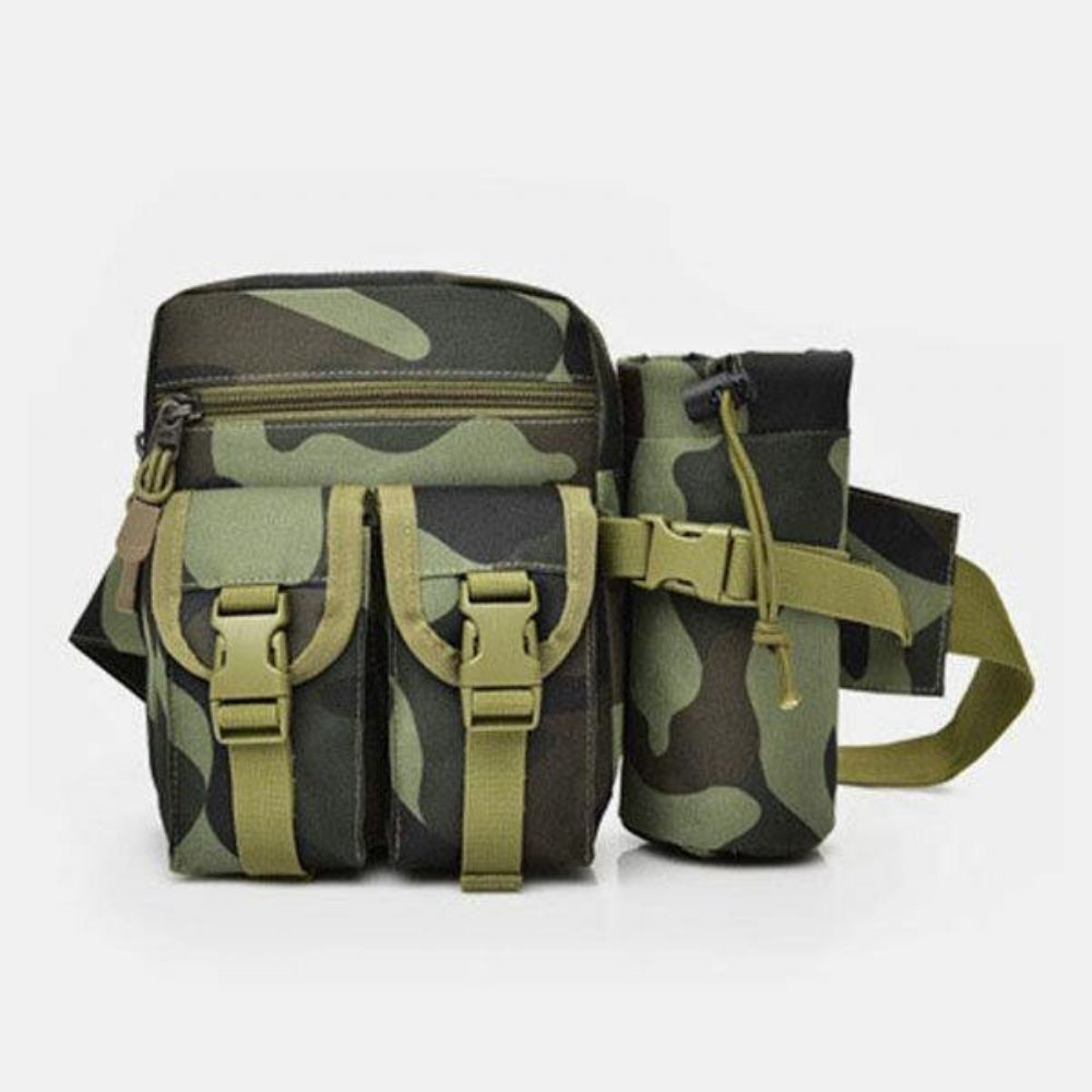 Mannen Nylon Camouflage Tactische Outdoor Multifunctionele Casual Sport Rijden Vistuig Tas Heuptas Waterfles Tas