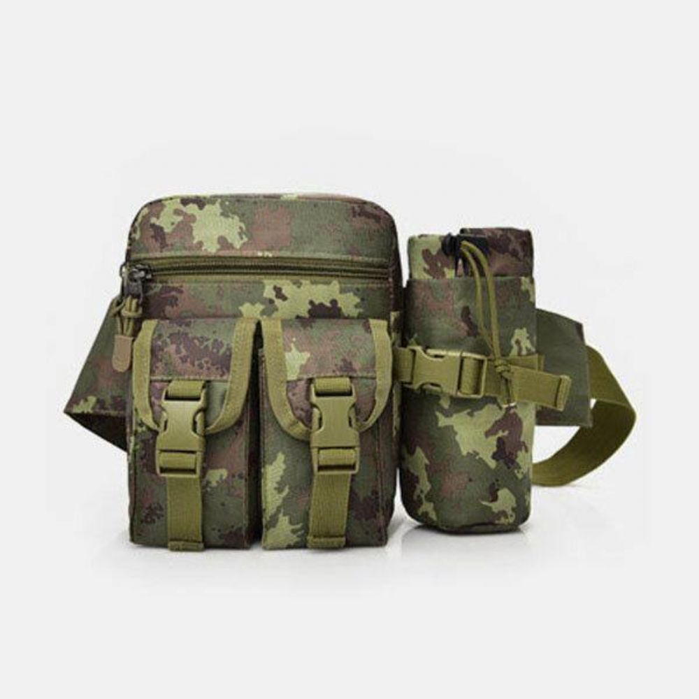 Mannen Nylon Camouflage Tactische Outdoor Multifunctionele Casual Sport Rijden Vistuig Tas Heuptas Waterfles Tas