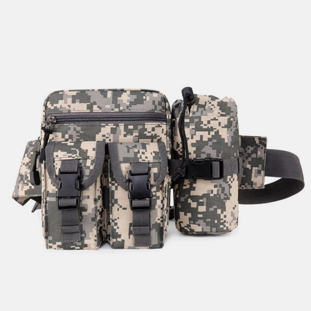 Mannen Nylon Camouflage Tactische Outdoor Multifunctionele Casual Sport Rijden Vistuig Tas Heuptas Waterfles Tas