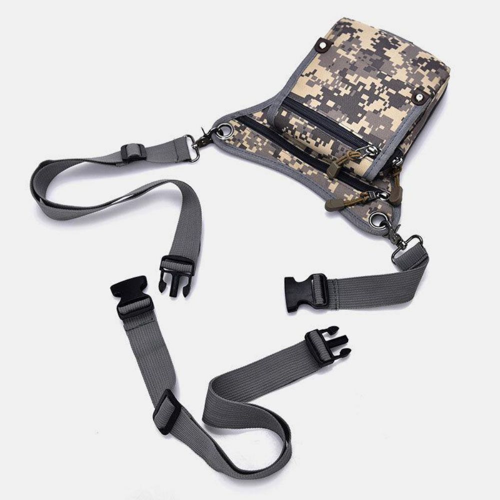 Mannen Nylon Camouflage Tactische Outdoor Sport Multifunctionele Waterdichte Heuptas Beenzak Schoudertas Paardrijden