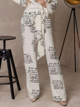 Dagelijkse Hoge Taille Tekst Letters Urban Mode Broek