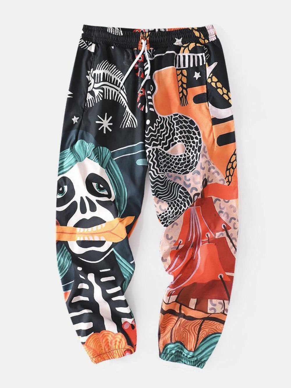 Grappige Casual Broek Heren Met Kleurrijke Cartoonprint