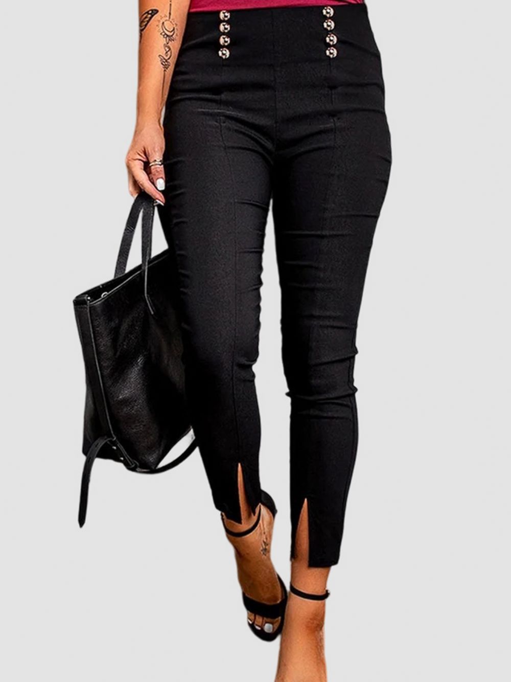 Herfst Hoge Elasticiteit H-Lijn Effen Dagelijkse Legging Slim Fit Broek