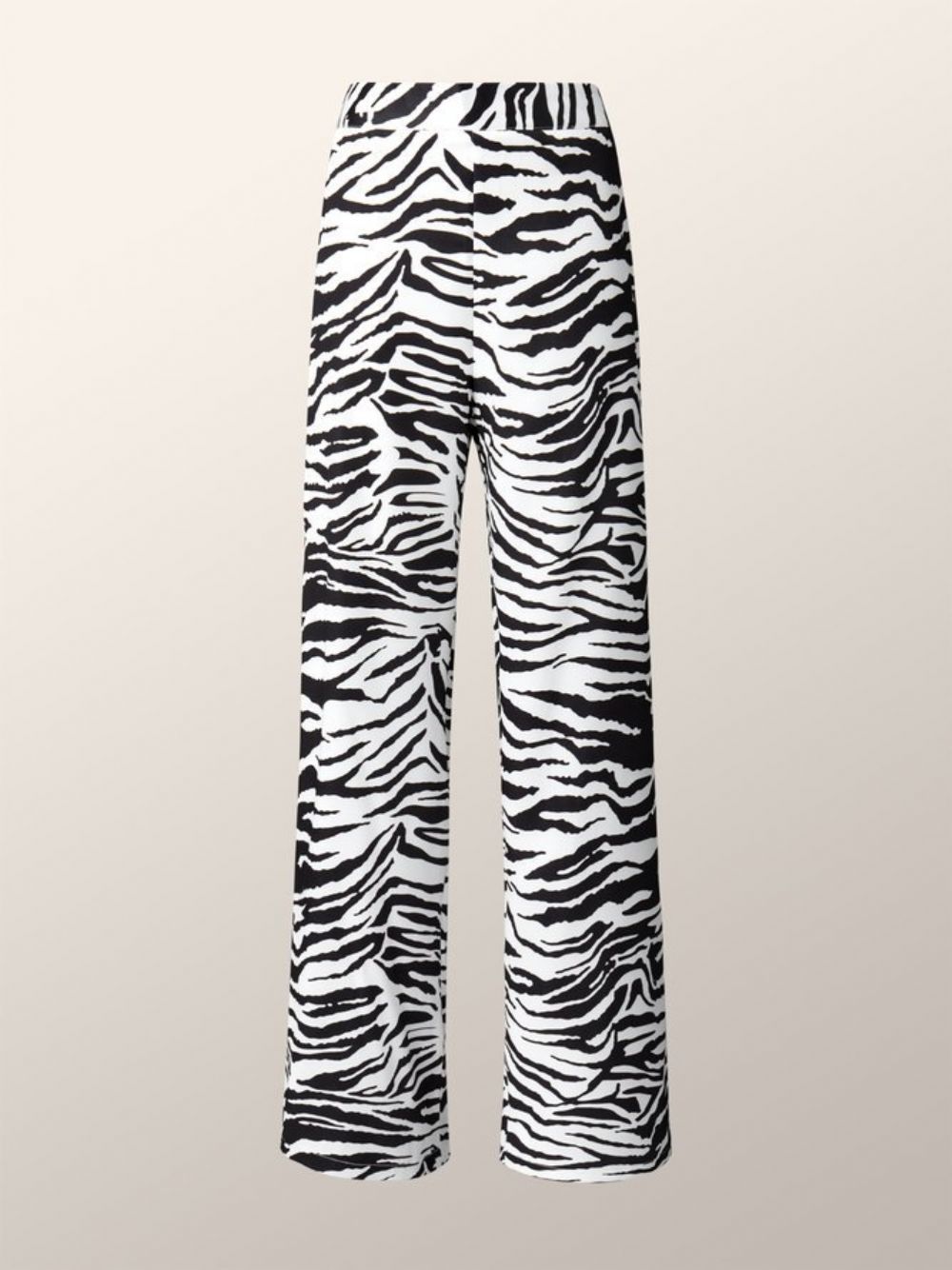 Lange Regular-Fit Broek Met Zebra Wijde Pijpen