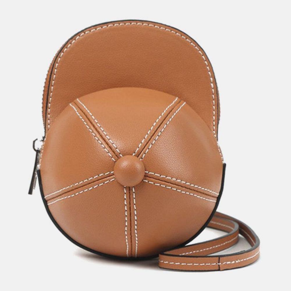 Dames Kunstleer Honkbal Hoed Vorm Causl Creatieve Schoudertas Crossbody Tas