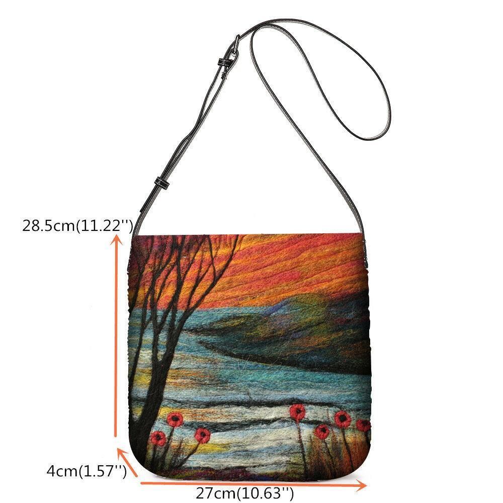 Dames Lamshaar Herfst Natuurlijke Scène Kleurrijke Diy Schoudertas Crossbody Tas