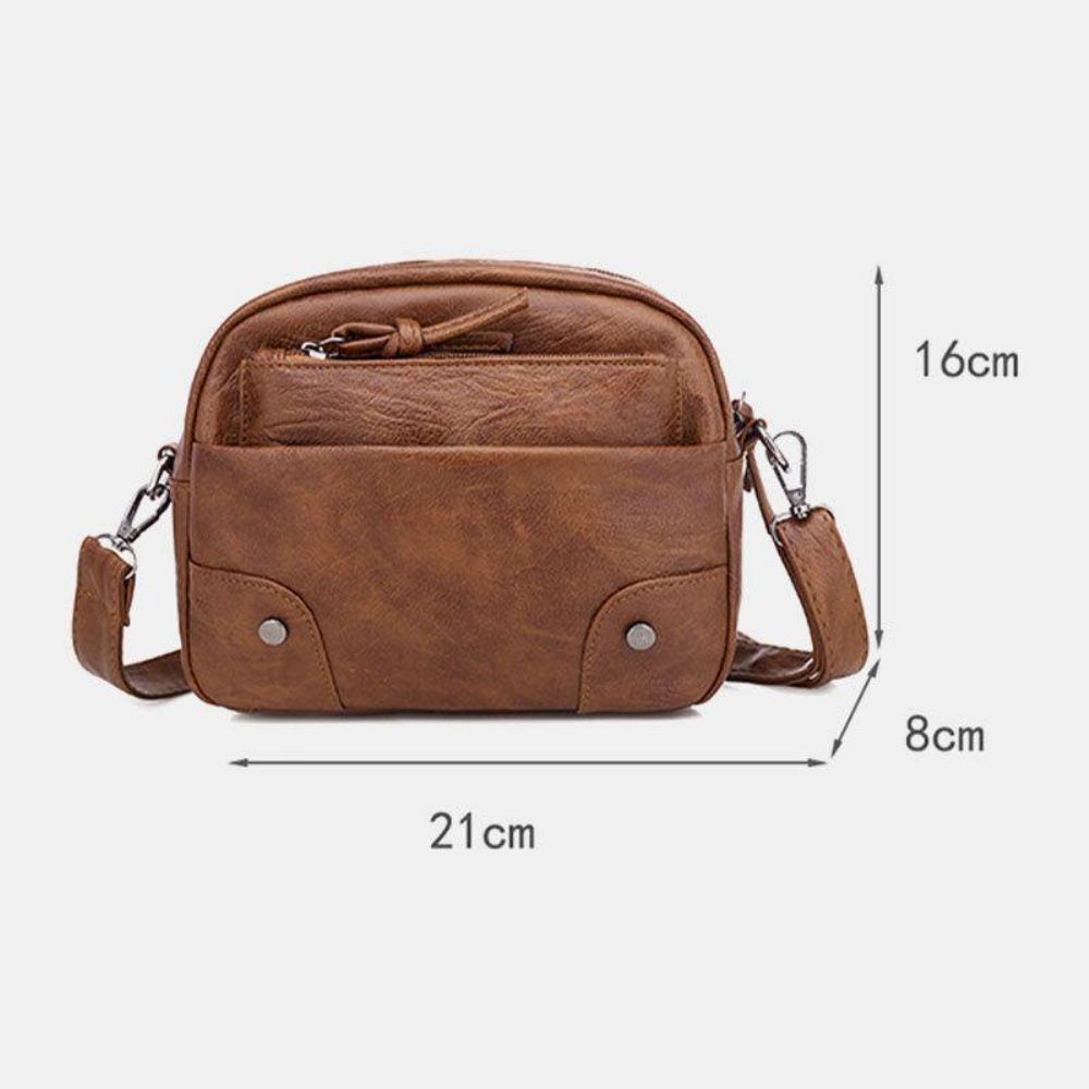 Dames Pu Lederen Multi-Pocket Retro Mode 6.3 Inch Telefoontas Zachte Crossbody Tassen Schoudertas