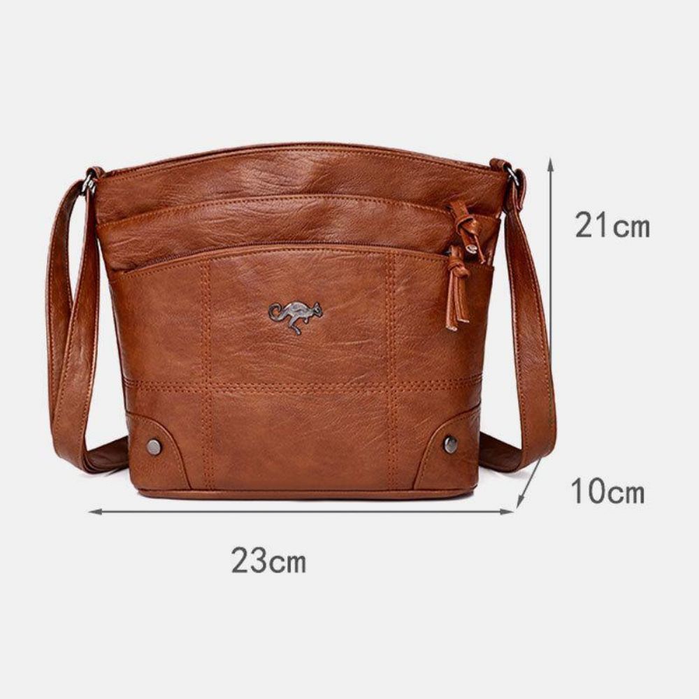 Dames Pu-Leer Grote Capaciteit Retro 6.3-Inch Multi-Pocket Telefoontas Zachte Crossbodytassen Schoudertas