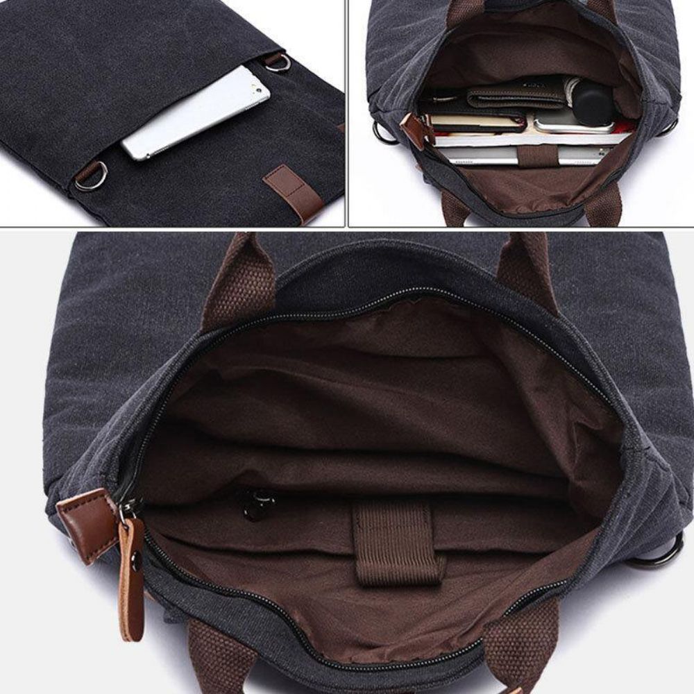 Heren Canvas Anti-Diefstal Waterbestendig Vintage Messenger Bag Schoudertas Crossbody Bag Handtas