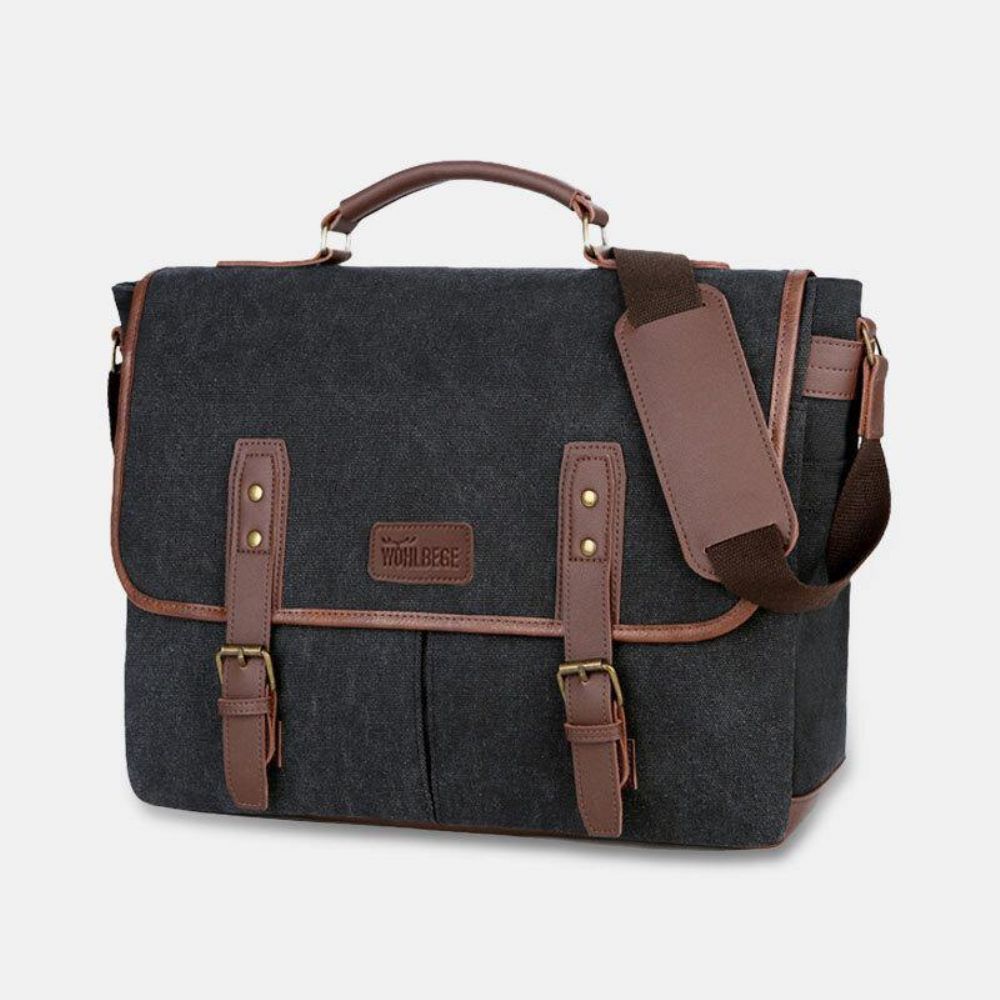 Heren Canvas Multi-Pocket Slijtvaste Vintage Zakelijke Messenger Bag Laptoptas Crossbody Tas Handtas