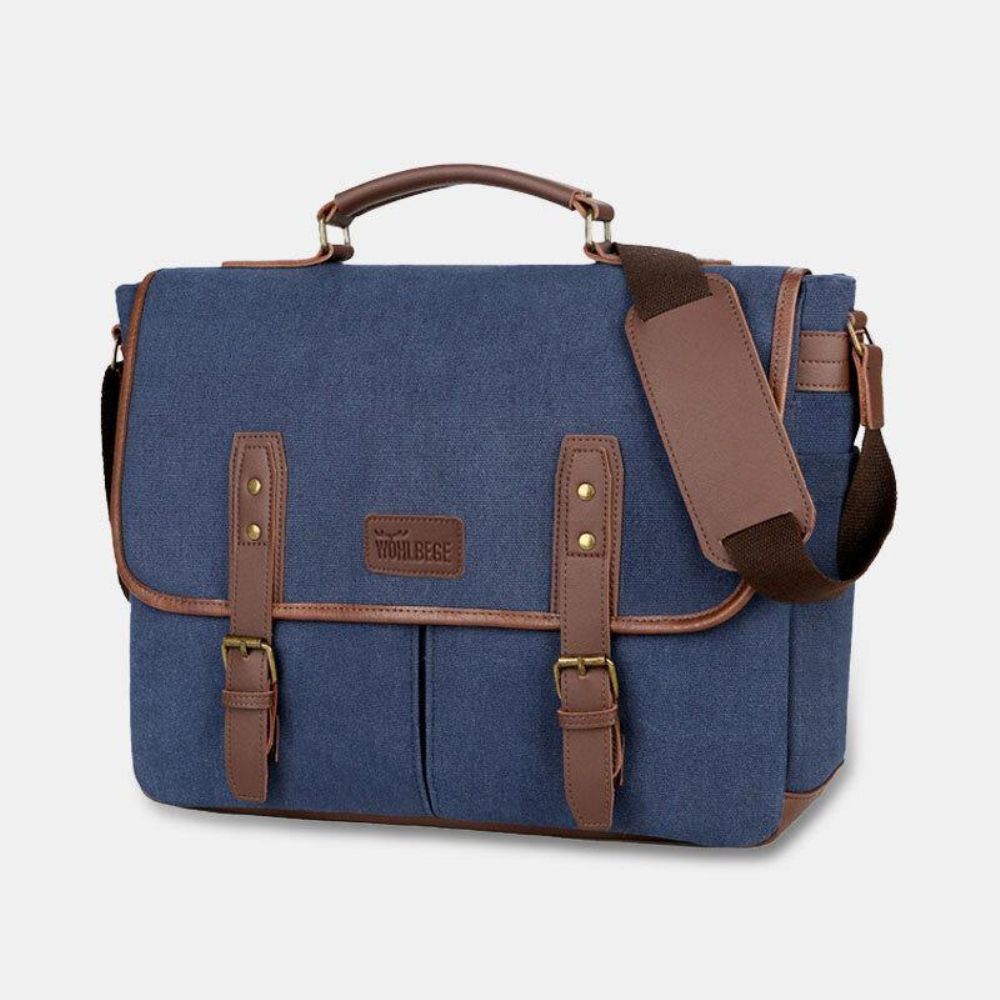 Heren Canvas Multi-Pocket Slijtvaste Vintage Zakelijke Messenger Bag Laptoptas Crossbody Tas Handtas