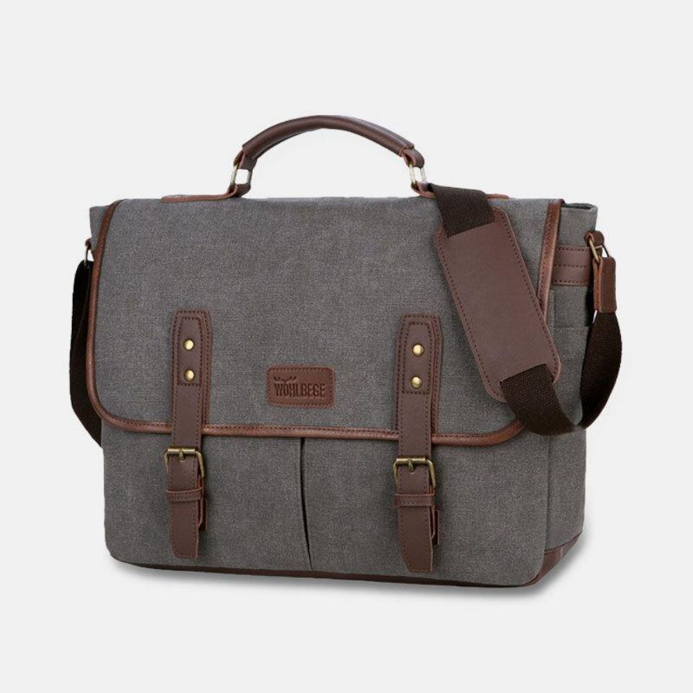 Heren Canvas Multi-Pocket Slijtvaste Vintage Zakelijke Messenger Bag Laptoptas Crossbody Tas Handtas