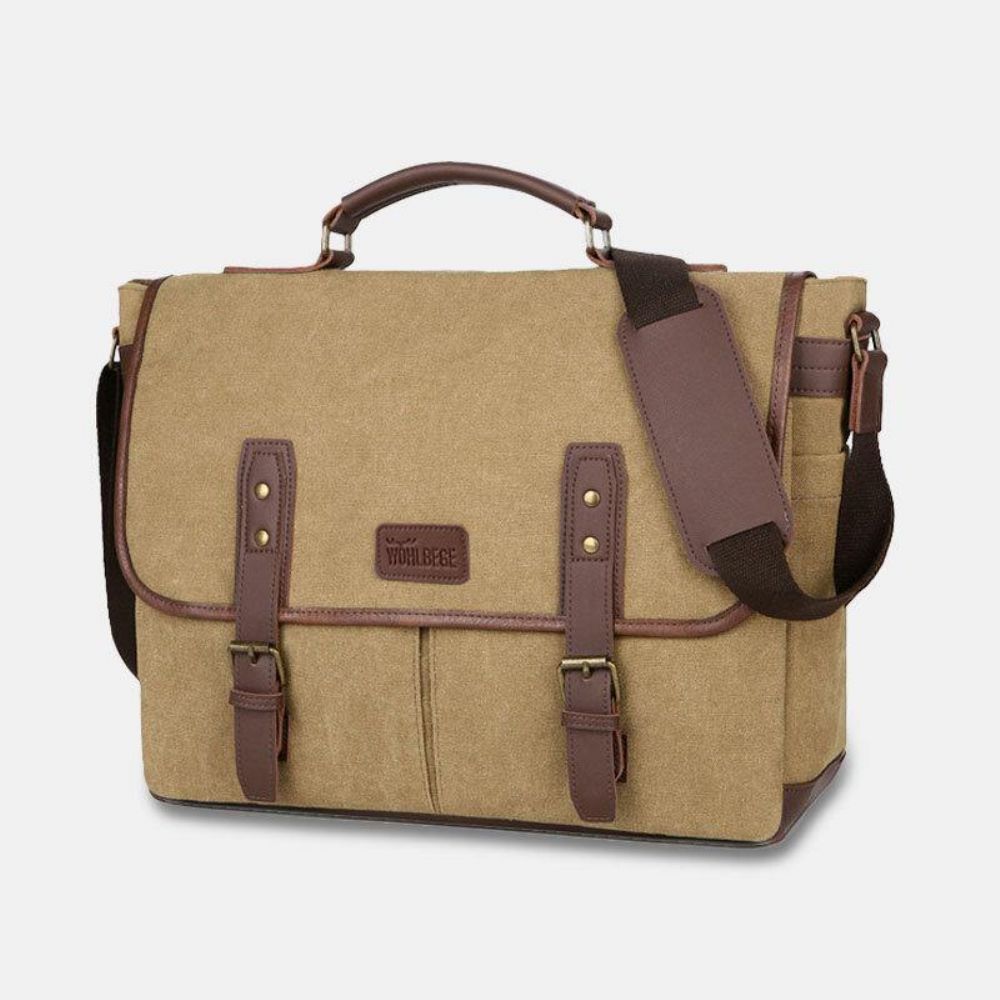 Heren Canvas Multi-Pocket Slijtvaste Vintage Zakelijke Messenger Bag Laptoptas Crossbody Tas Handtas