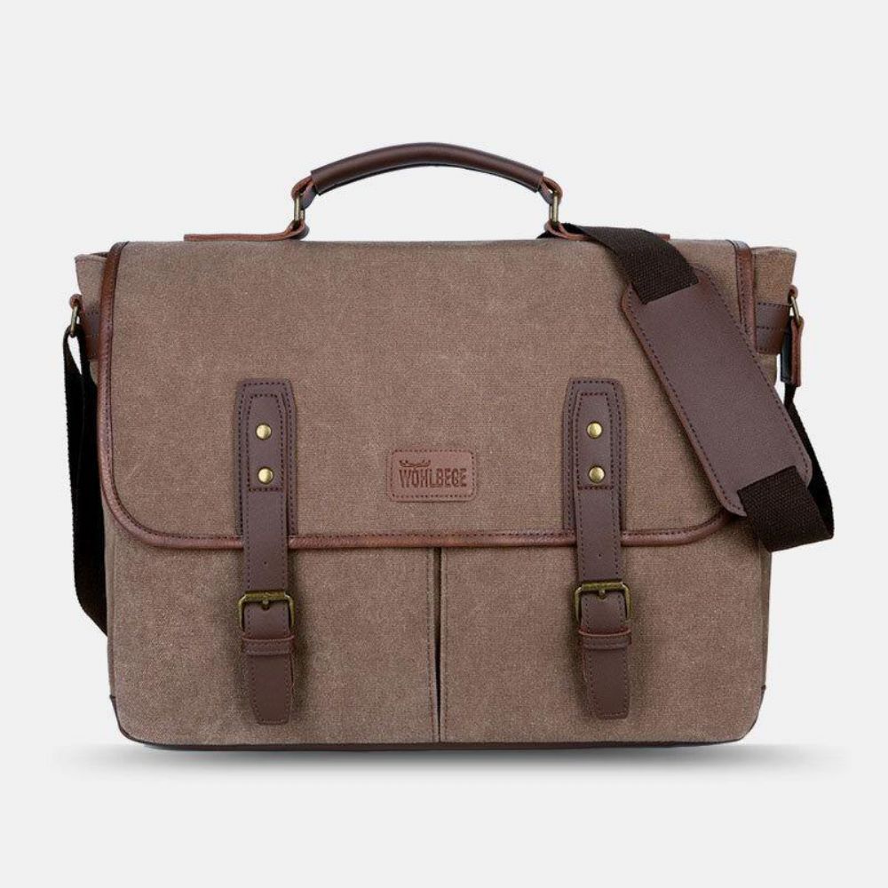 Heren Canvas Multi-Pocket Slijtvaste Vintage Zakelijke Messenger Bag Laptoptas Crossbody Tas Handtas