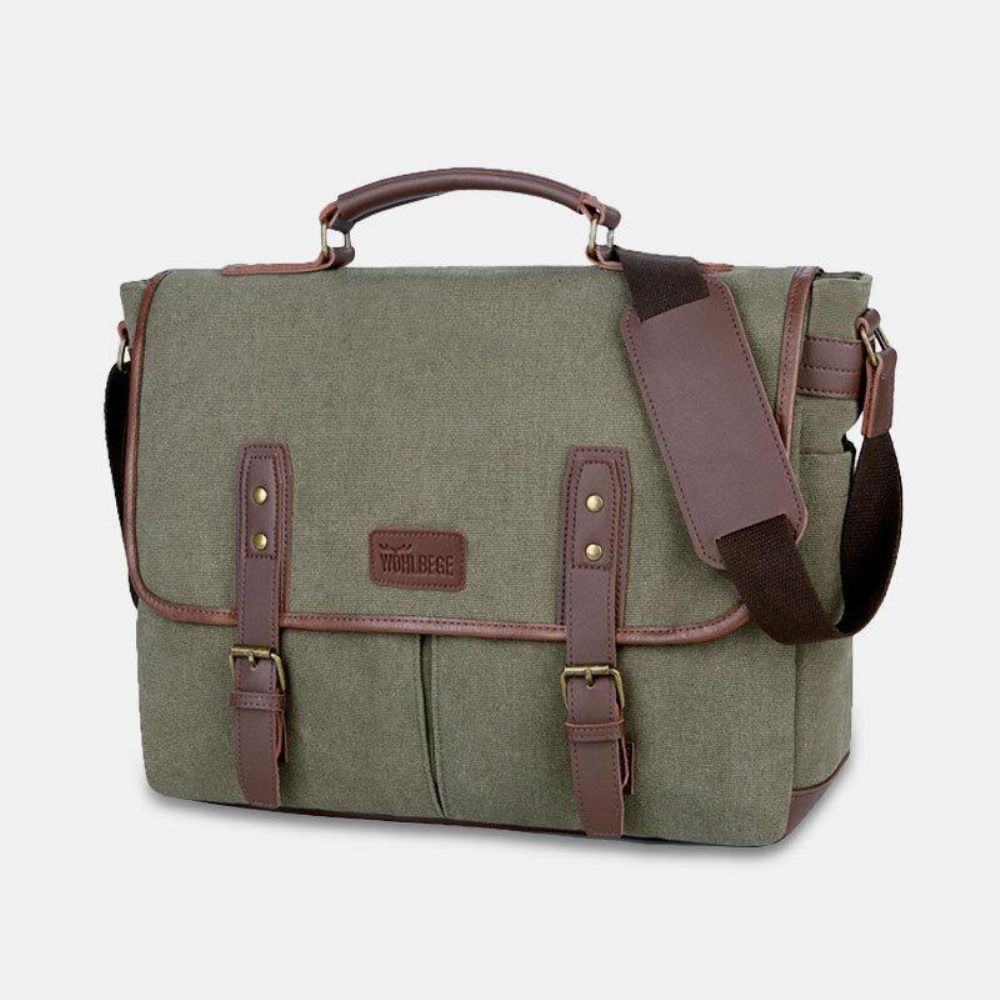 Heren Canvas Multi-Pocket Slijtvaste Vintage Zakelijke Messenger Bag Laptoptas Crossbody Tas Handtas