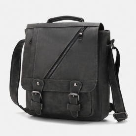 Heren Kunstleer Retro Grote Capaciteit Multi-Carry Handtas Crossbody Tas