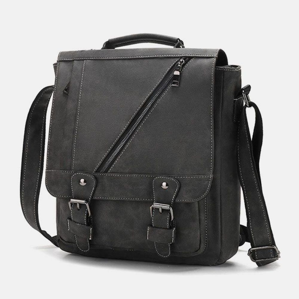 Heren Kunstleer Retro Grote Capaciteit Multi-Carry Handtas Crossbody Tas