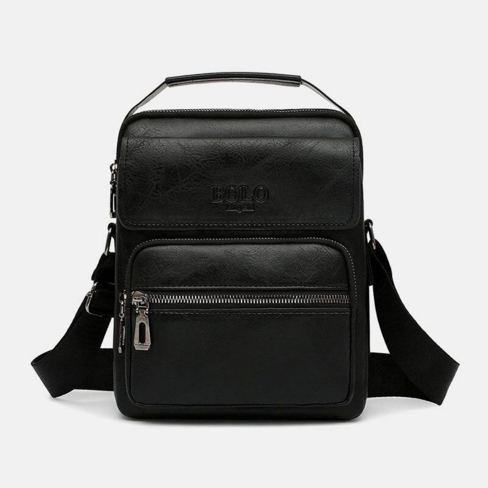 Heren Pu-Leer Multi-Pocket Anti-Diefstal Messenger Bag Crossbody Tassen Schoudertas Handtas Aktetas