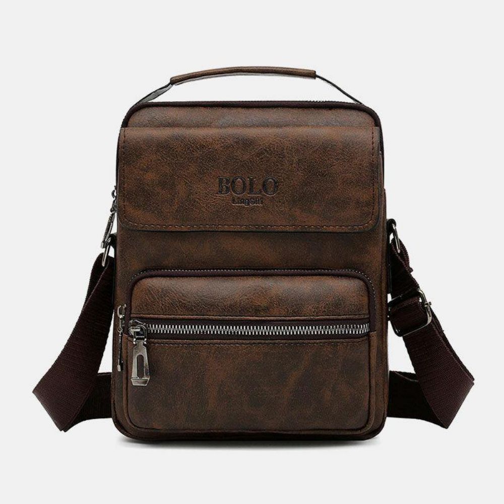 Heren Pu-Leer Multi-Pocket Anti-Diefstal Messenger Bag Crossbody Tassen Schoudertas Handtas Aktetas