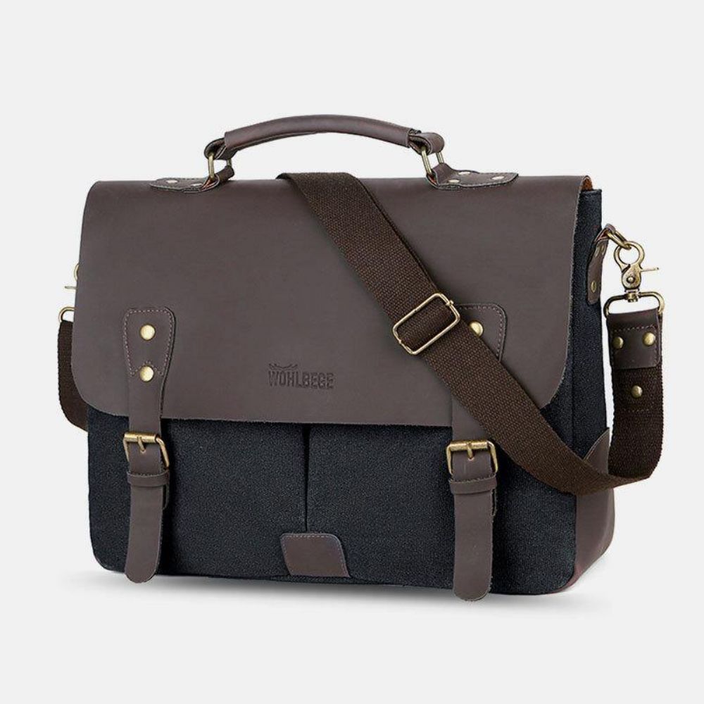 Mannen Canvas Grote Capaciteit Cover Rits Vintage Zakelijke Messenger Bag Laptoptas Crossbody Tas Handtas