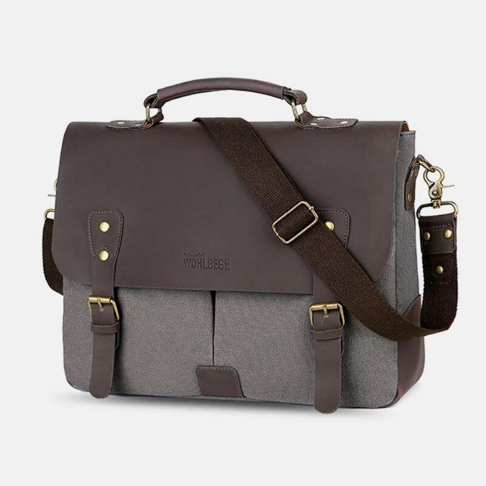 Mannen Canvas Grote Capaciteit Cover Rits Vintage Zakelijke Messenger Bag Laptoptas Crossbody Tas Handtas