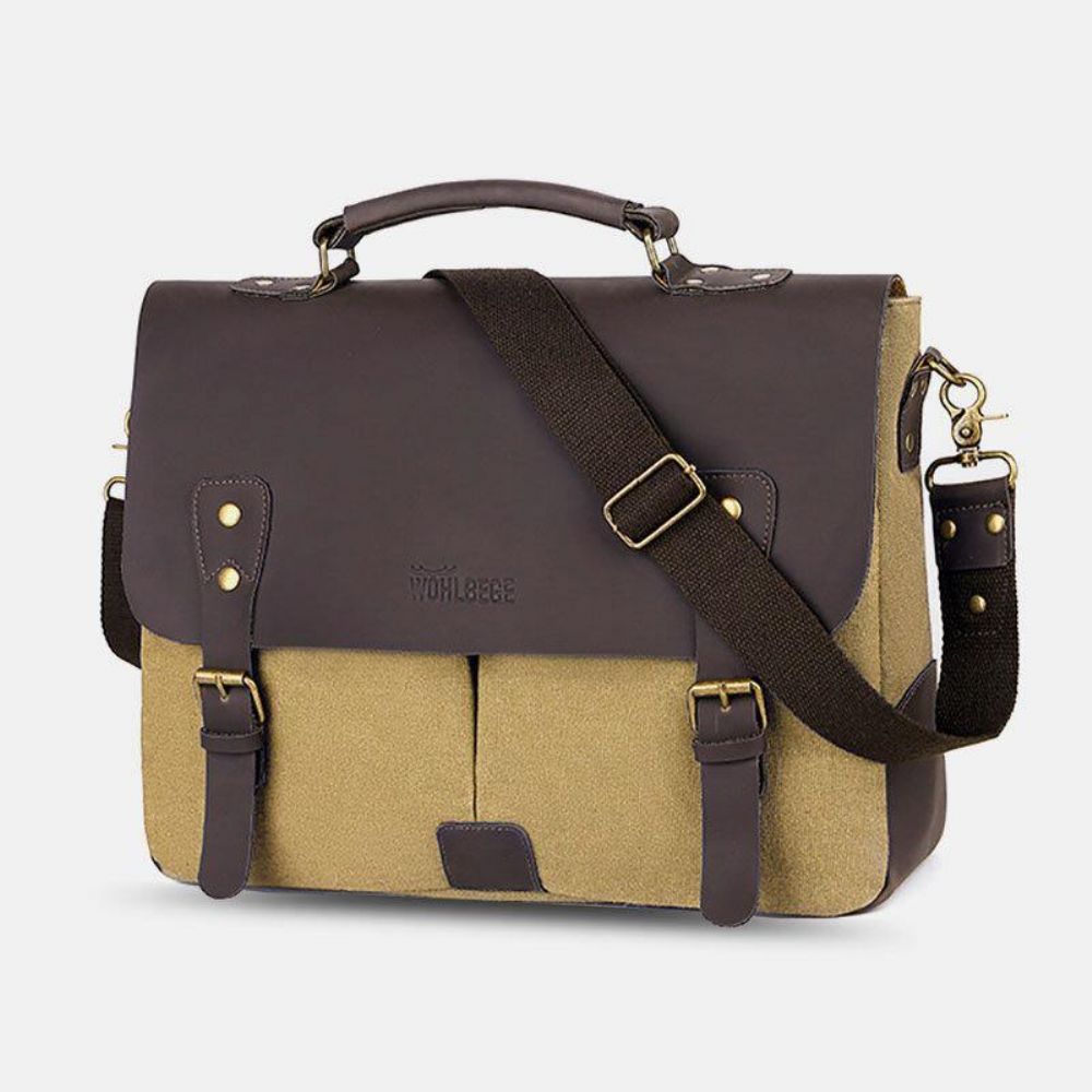 Mannen Canvas Grote Capaciteit Cover Rits Vintage Zakelijke Messenger Bag Laptoptas Crossbody Tas Handtas