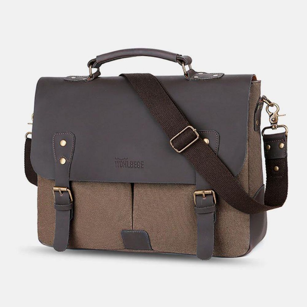 Mannen Canvas Grote Capaciteit Cover Rits Vintage Zakelijke Messenger Bag Laptoptas Crossbody Tas Handtas