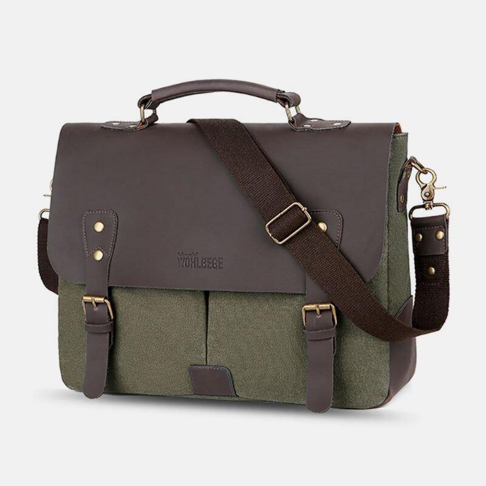 Mannen Canvas Grote Capaciteit Cover Rits Vintage Zakelijke Messenger Bag Laptoptas Crossbody Tas Handtas