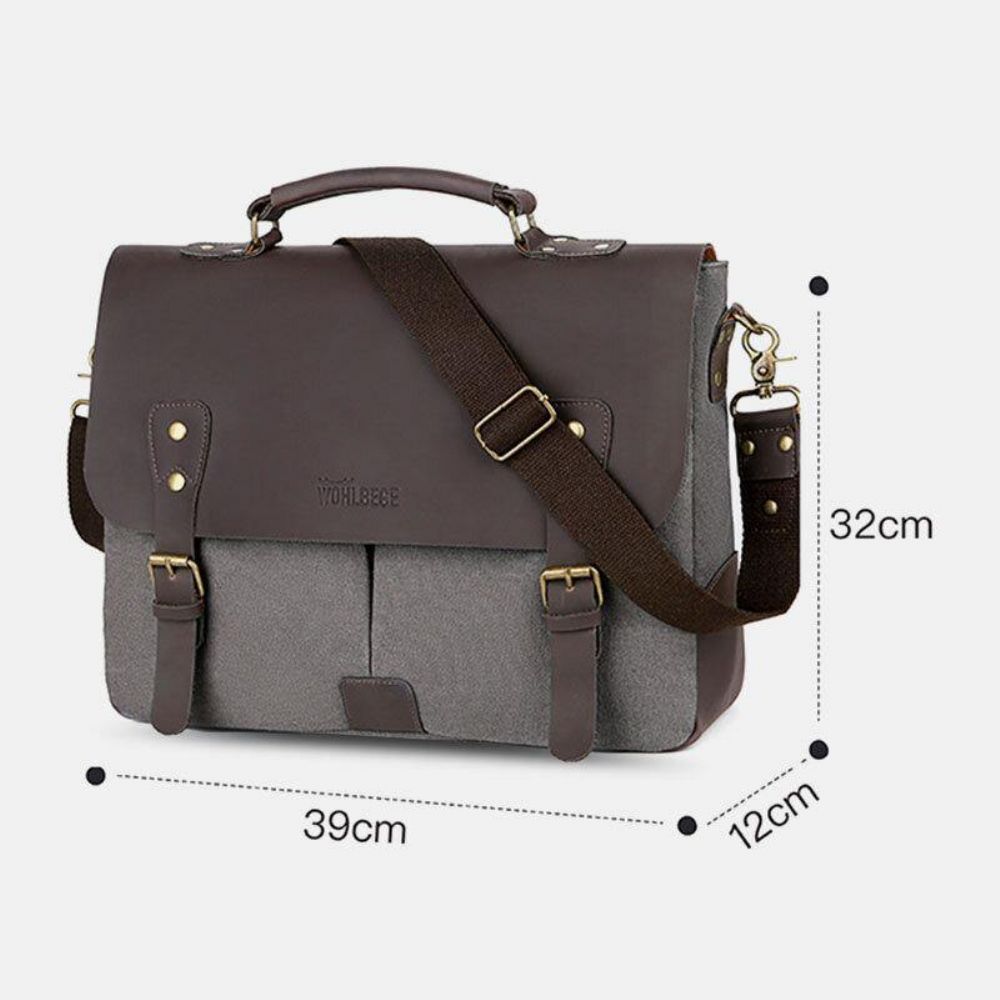 Mannen Canvas Grote Capaciteit Cover Rits Vintage Zakelijke Messenger Bag Laptoptas Crossbody Tas Handtas