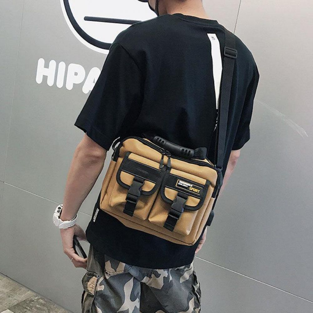 Mannen Canvas Grote Capaciteit Usb Opladen Vintage Hippie Messenger Bag Crossbody Tas Schoudertas