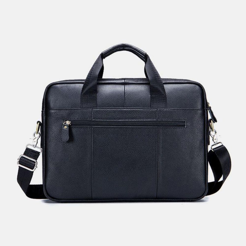 Mannen Echt Leer Grote Capaciteit 14 Inch Multifunctionele Aktetas Laptop Messenger Bag Crossbody Tassen Handtas