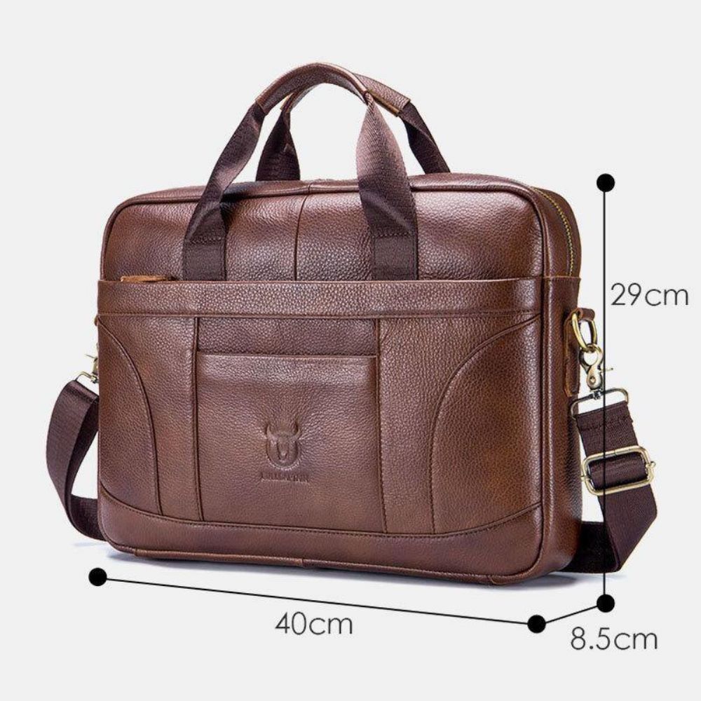 Mannen Echt Leer Grote Capaciteit 14 Inch Multifunctionele Aktetas Laptop Messenger Bag Crossbody Tassen Handtas