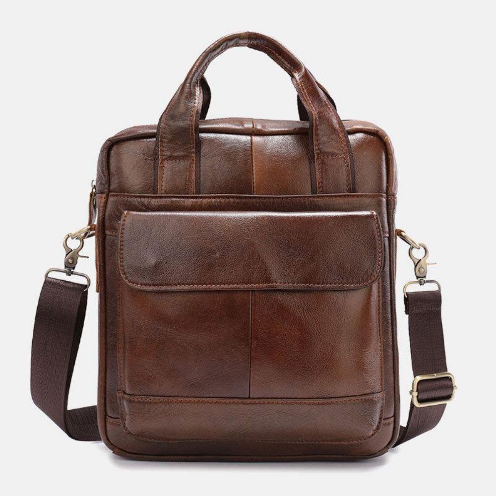 Mannen Echt Leer Grote Capaciteit Anti-Diefstal Vintage 6.5 Inch Telefoon Tas Messenger Aktetas Schoudertas Crossbody Tas Handtas