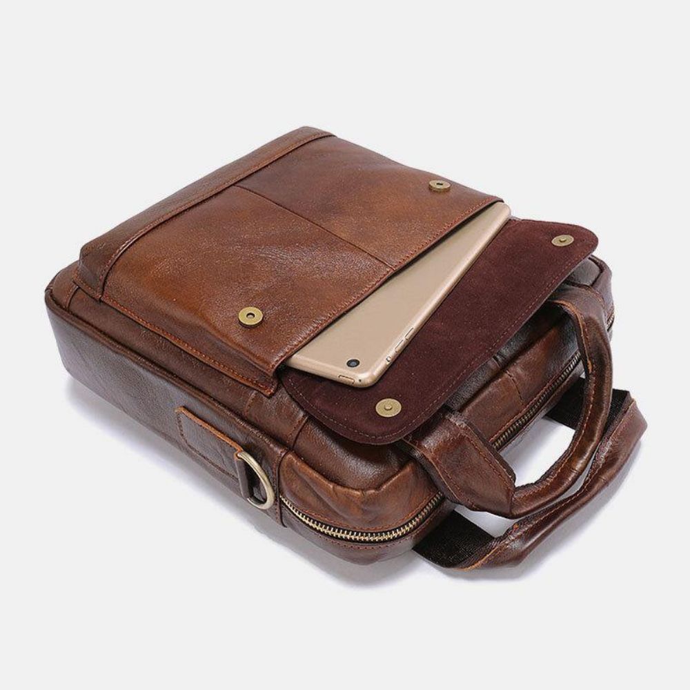 Mannen Echt Leer Grote Capaciteit Anti-Diefstal Vintage 6.5 Inch Telefoon Tas Messenger Aktetas Schoudertas Crossbody Tas Handtas