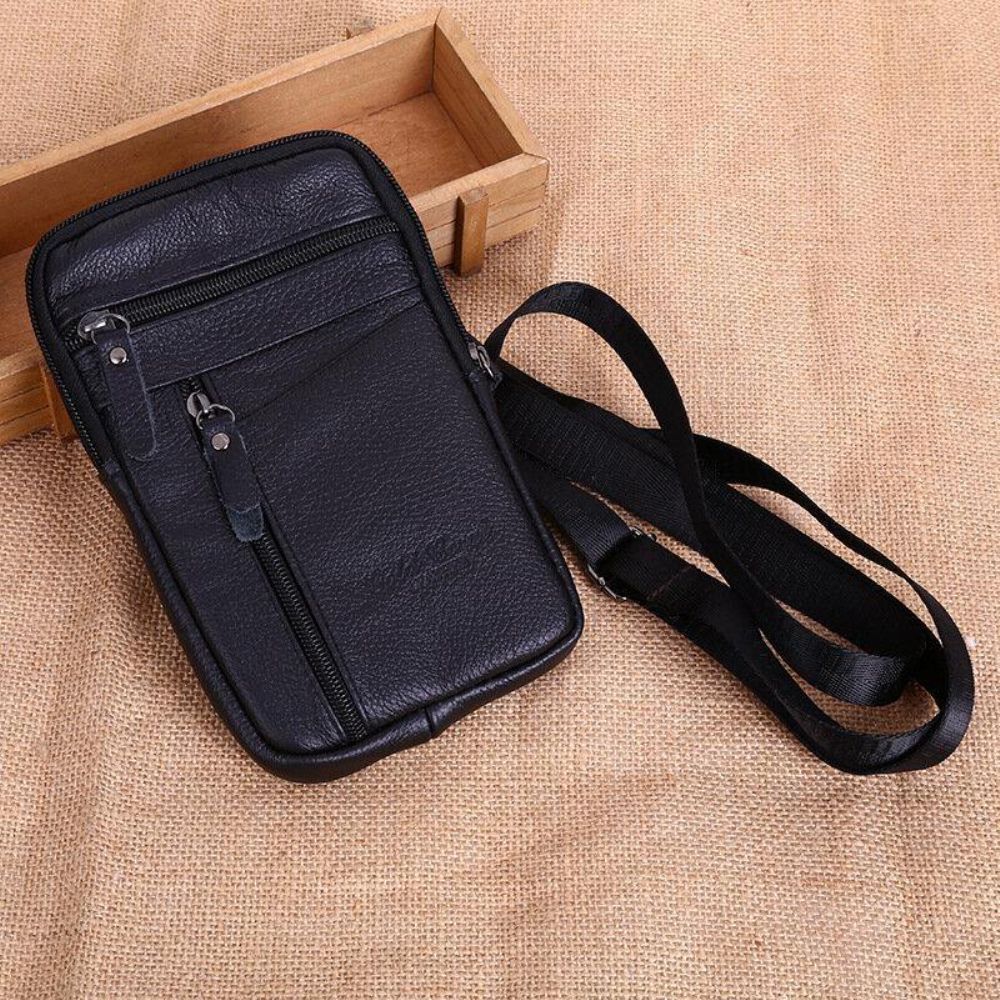 Mannen Echt Leer Grote Capaciteit Vintage 6.5 Inch Telefoon Tas Heuptas Crossbody Tas Schoudertas