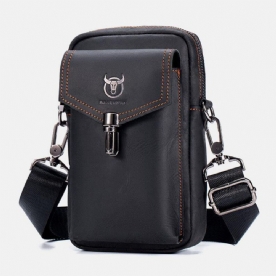 Mannen Echt Leer Grote Capaciteit Vintage 6.5 Inch Telefoon Tas Heuptas Schoudertas Crossbody Tas