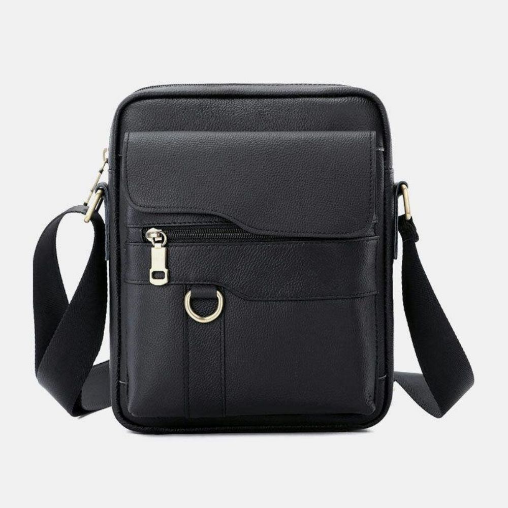 Mannen Echt Leer Grote Capaciteit Vintage Casual 6.5 Inch Telefoon Tas Crossbody Tas Schoudertas Messenger Aktetas