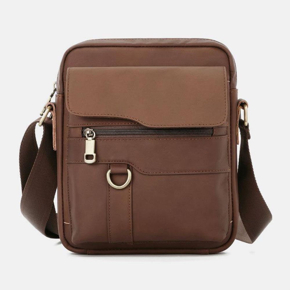 Mannen Echt Leer Grote Capaciteit Vintage Casual 6.5 Inch Telefoon Tas Crossbody Tas Schoudertas Messenger Aktetas